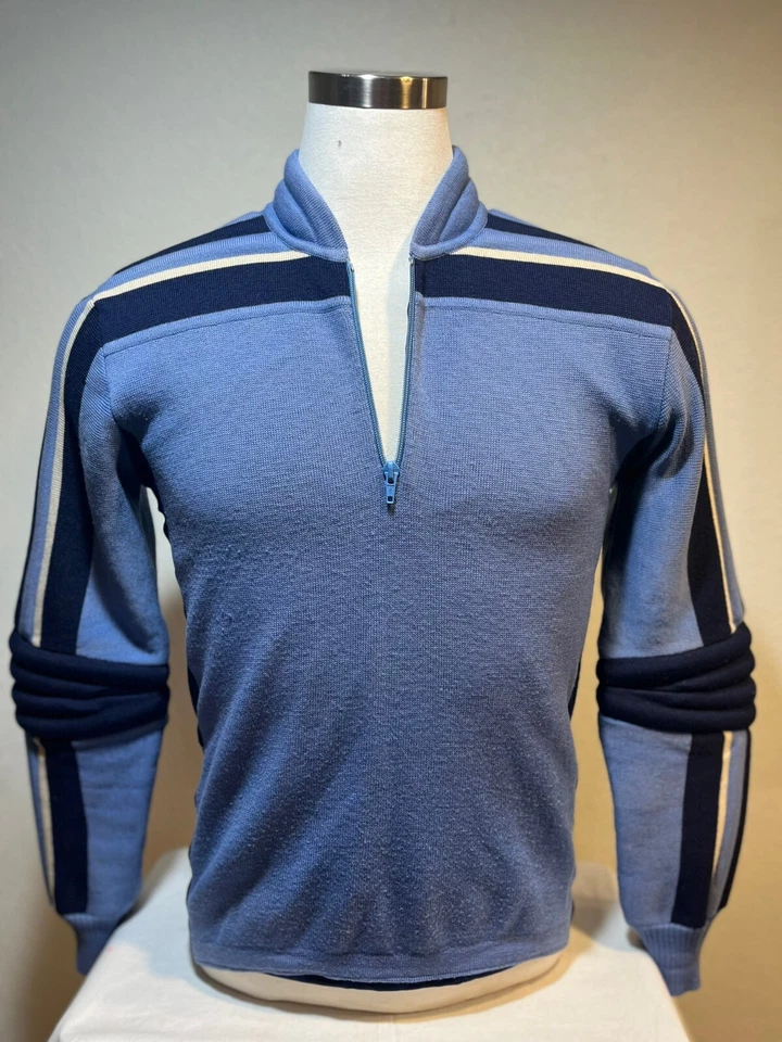 Suéter Camisa Meister Vintage Retro Lana Ski Apres Ski Media Cremallera Talla M Foto 2 de 4
