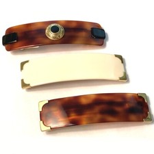 Women French Barrette Rectangle Elegant Gold Color Trim Hair Clip Made in France