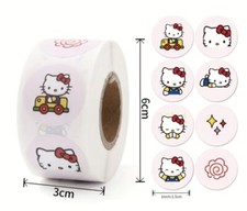 500 pc Sticker Roll Sanrio Assorted Hello Kitty Semi Gloss Self Adhesive NEW - B
