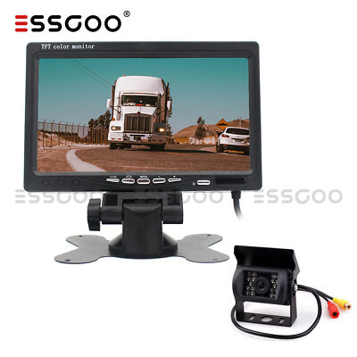 ESSGOO Funk Verkabelt Rückseiten Kamera + 7'' LCD Monitor Rückfahrkamera Bus LKW