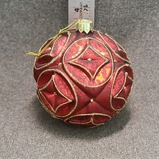 4" Red Textured Glass Ball Bauble Christmas Ornament 
