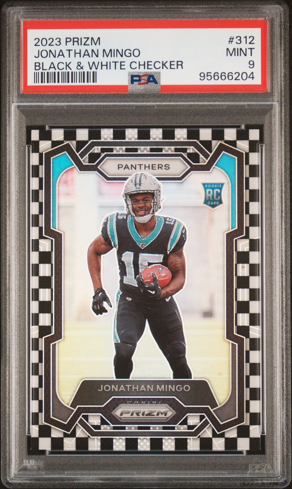 2023 Panini Prizm Jonathan Mingo RC #312 BLACK WHITE CHECKER CHECKERBOARD PSA 9