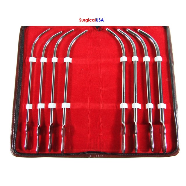 Kit of 8 Van Buren Urethral Sounds 11" Curved Size 1832Fr. Surgical