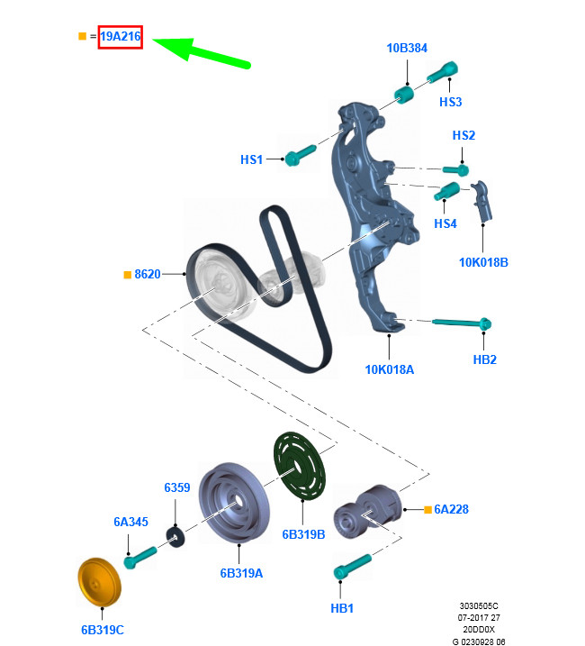 FORD KUGA C394 MK1 V-Ribbed Belt Set 2110284 ME9M5Q-6D361-AA NEW  