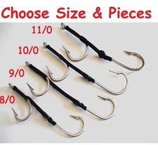 1 to 5 pcs DOUBLE STAINLESS STEEL HOOK BIG GAME TUNA SHARK WAHOO RIG CHOOSE SIZE