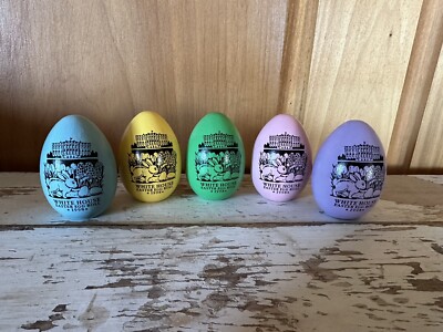 White House Easter Egg Roll Wooden Eggs-Bill and Hillary Clinton 1998-Lot of 5