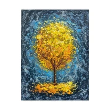 Original Oil Painting Tree Of Life Art Golden Tree Painting Texture Landscape