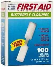 Medique 60233 Self-Adhesive Butterfly Closures for Cuts, Box of 100