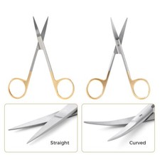 Dental Tooth Surgery Scissor Straight/Curved Tip Medical Steel Instrument 11.5cm