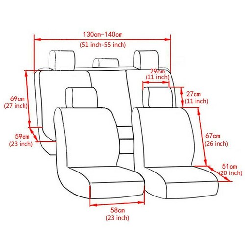9PCS Car Seat Covers PU Leather Front & Rear Full Set Accessory For 5-Seats Car - Bild 2 von 9