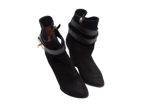 Black Givenchy Suede Shark Lock Boots 8 