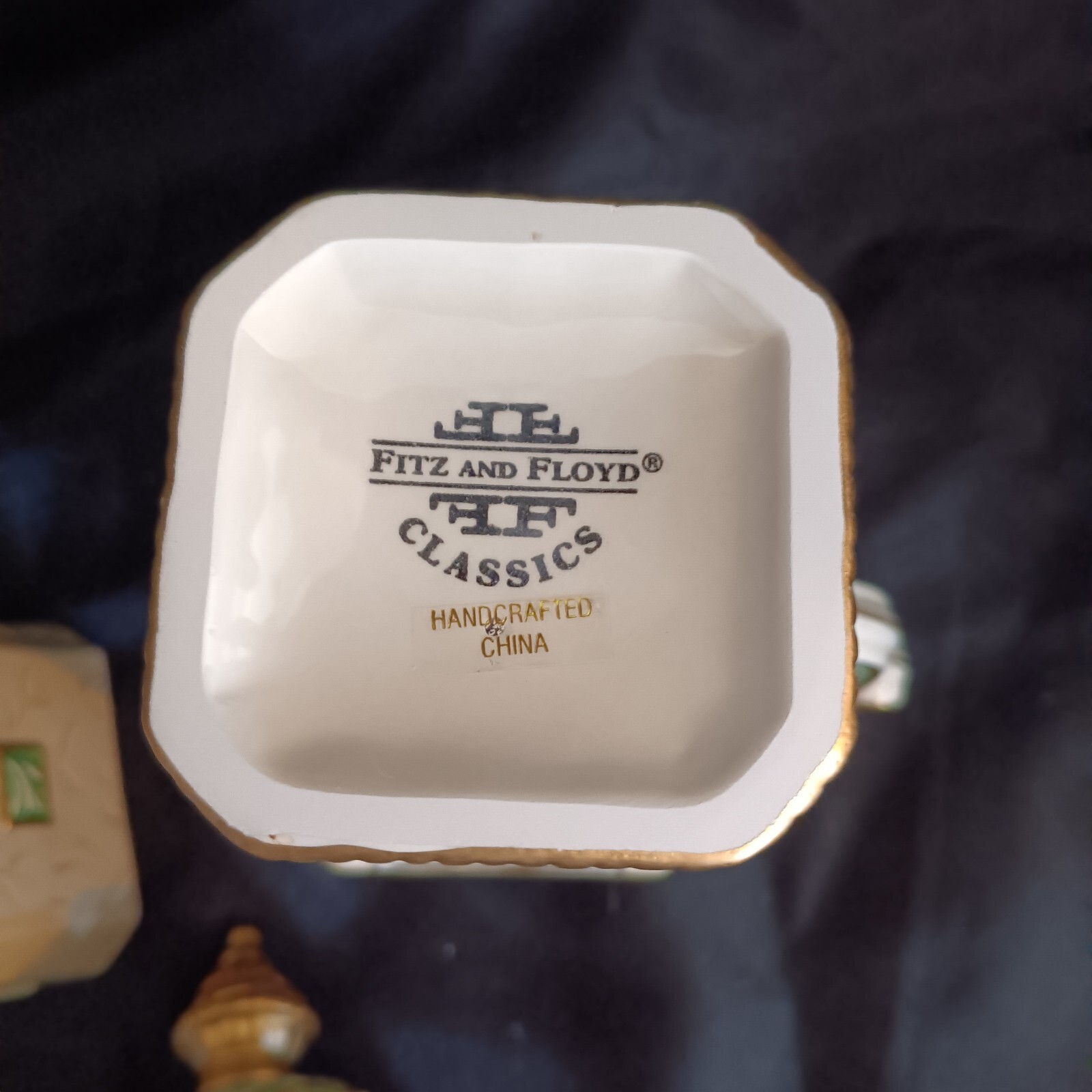 Fitz & Floyd Gregorian Pedestal Creamer and Sugar Set Green & Gold New Open  Box