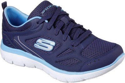 Skechers Damen Schuhe Himmelblau Memory Foam Canvas Leicht 12982 nvbl Weich