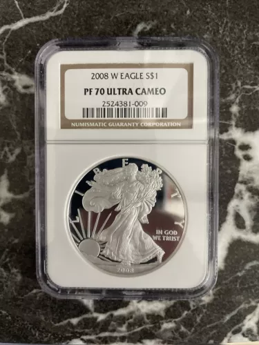 2008 W Proof American Silver Eagle 1oz Silver Coin, NGC , PR70DCAM ,