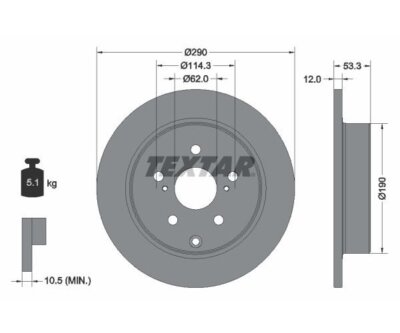 2 St. Bremsscheibe PRO TEXTAR 92314203 für Toyota Mirai