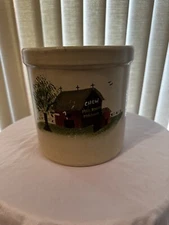 Vintage Robinson Ransbottom Pottery Roseville Ohio 2 Qt. Stoneware Crock 6”x6”