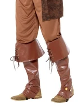 MENS BOOTS SHOES SPATS TOPS COVERS PIRATE COLONIAL RENAISSANCE COSTUME BROWN