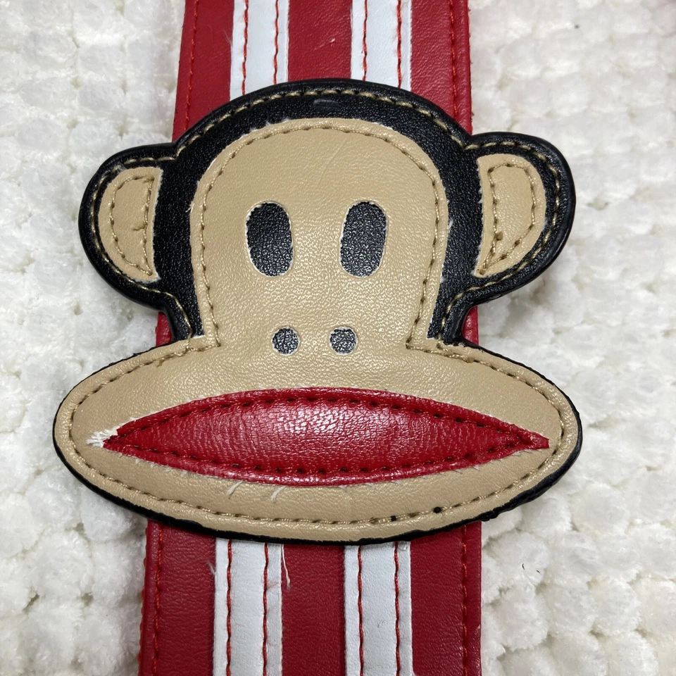Vintage Guitar Strap Rare Paul Frank Julius Monkey Red White Vinyl Polyester - Image 2 of 4