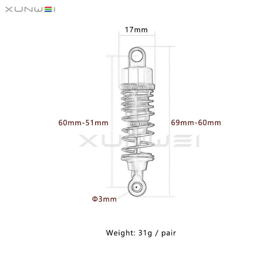 60-51/89-67/98-71/120-81mm Oil Damper Shock Absorber fits RC Car Truck Buggy - Image 3 of 4