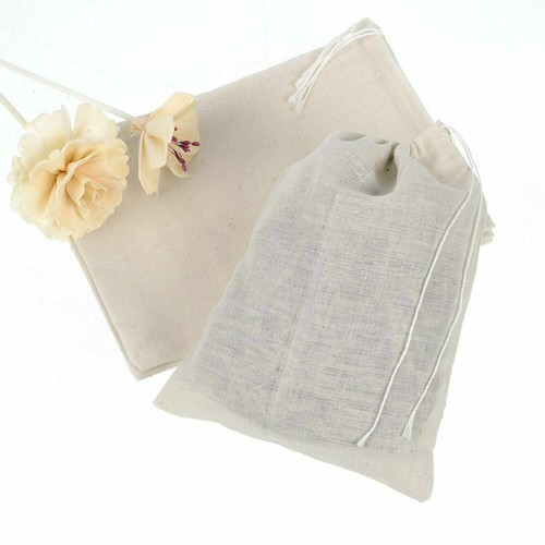 100 Pack Cotton Muslin White Drawstring Bags Large Bulk Herbs Tea Spice Bag - Picture 4 of 8