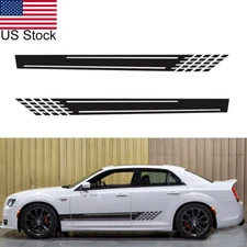 2pcs 78'' Black Racing Lattice Stripe Side Body Door Skirt Vinyl Decal Sticker