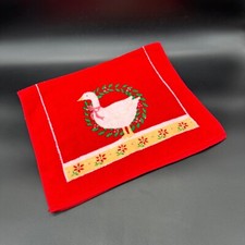Vintage Christmas Goose Hand Towel Red 1986 Fraser and Co Made In USA Retro