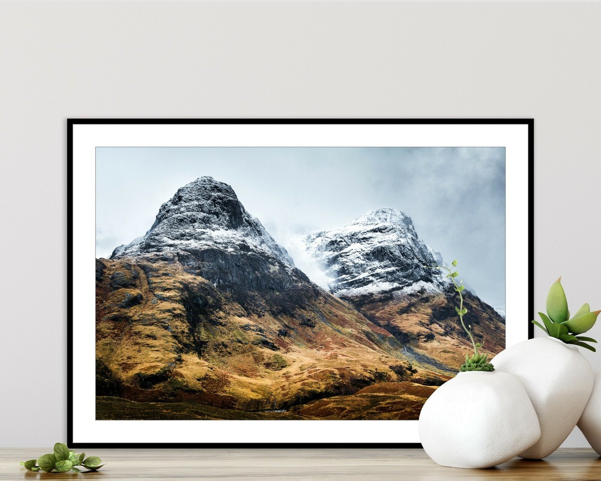 Scotland Print Two Sisters Winter Storm Glencoe Mountain Art