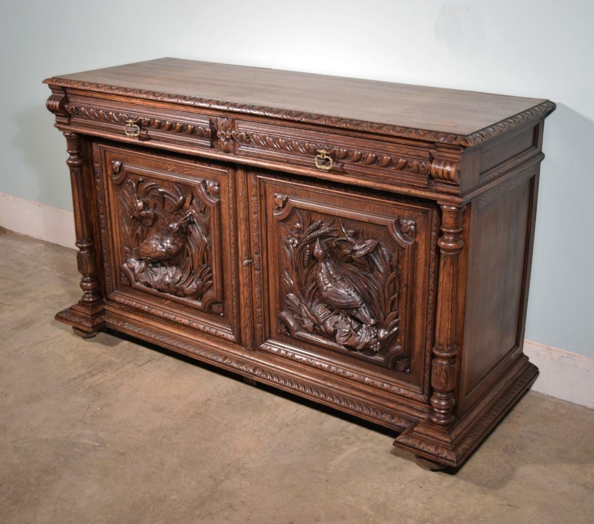 *French Antique Black Forest/Hunting Sideboard/Buffet with Deep Carvings