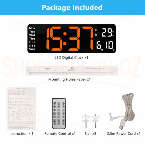 Large Jumbo Wall Digital Clock Modern LED Desk Room Table Calendar Temperature - Picture 12 of 12