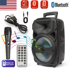8" Party Speaker Sound System Bluetooth LED Portable Stereo 1000W w/ Microphone