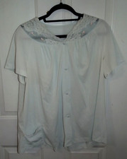 Vintage ShadowLine Pajama Top Shirt Size 38 Mint Green Nylon B77