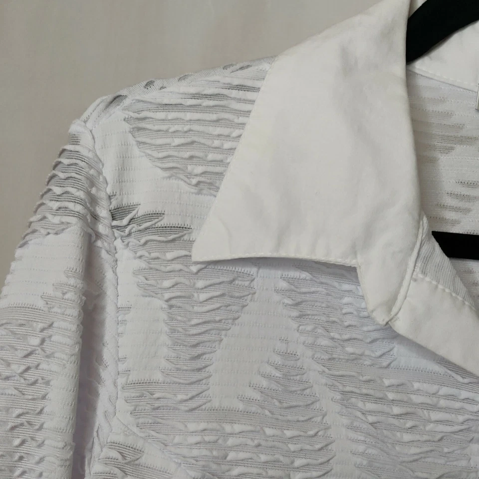 Claudia Richard Mujer Talla M Blanco Transparente Camisa Cuello Abotonado Mangas Largas  Foto 4 de 4