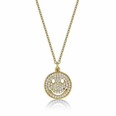 18 Karat vergoldete versilberte Halskette Happy Face Anhänger 18-20 Zoll