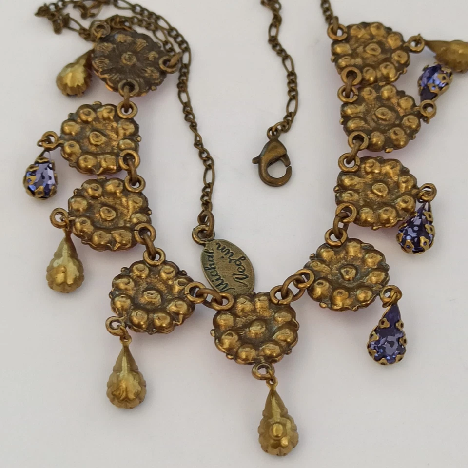 Michal Negrin Collar Araña Cristales Rosa y Púrpura Cóctel Romántico Nuevo Foto 4 de 4