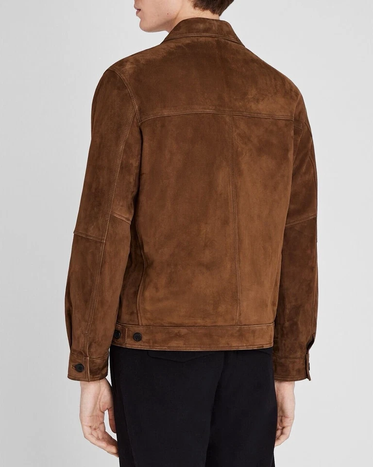 New Club Monaco Capsule Suede Bomber Manteau Jacket Size Medium Brown $768 NWT - Image 3 of 4