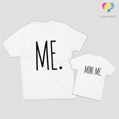 Paar T-Shirt Vatertag Vater-Sohn/a ''Mini me'' schwarz-weiß.