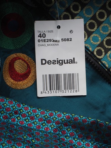 Desigual Women's Coat Size 40 / L Linen Blend Patchwork 01E2933 - Picture 4 of 8