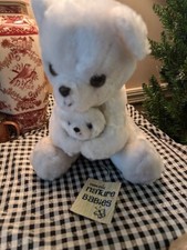 Vintage 1977 Dakin Mama  Baby White Bear 9" NEW OLD STOCK WITH TAG