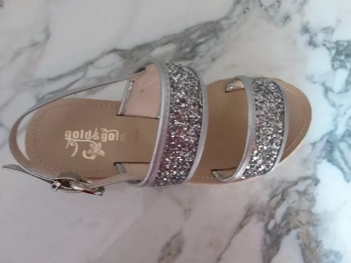 Sandali con shop zeppa color argento
