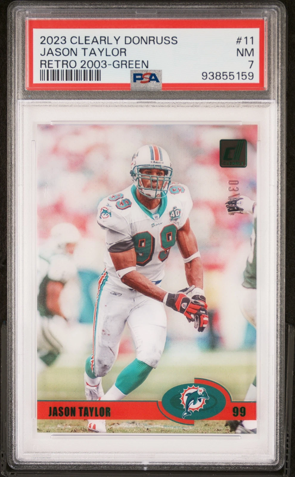 Jason Taylor Panini Clearly Donruss Clearly Retro 2003 #11 Green