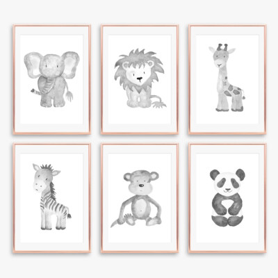 Neutrale Safari Tier Kinderzimmer Wandbilder Baby Kinderzimmer Poster