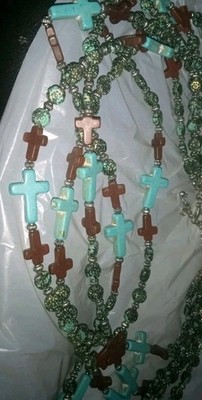 SOUTHWESTERN Turquoise cross Charm Necklaces both ends lobster clasps wear all?