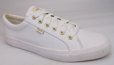 Keds Women's Jump Kick White Leather Fashion Sneaker Size 9.0 M