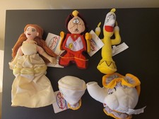 Disney Store Beauty  The Beast Bean Bag Plush Beanies Lot Of 5 NWT Vintage