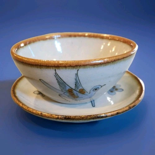 Ken Edwards El Palomar Set Of 2 Tonala Mexico Pottery Blue Bird Bowl & Plate