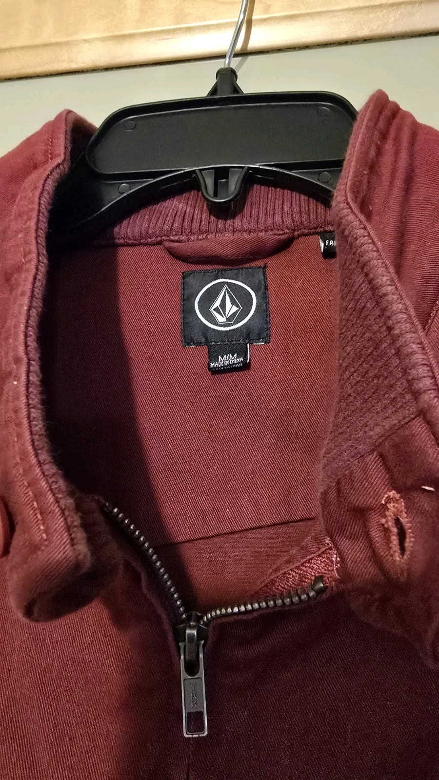 Volcom lightweight zip Jacket, "denimish", maroon… - image 3