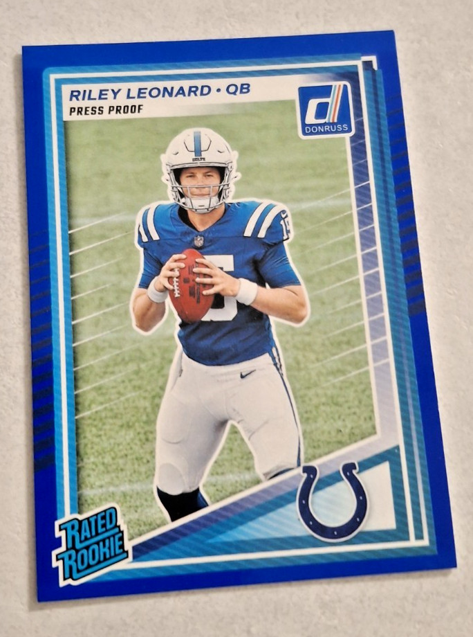 Riley Leonard - 2025 Panini Donruss Blue Press Proof Rated Rookie Colts
