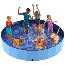 107" Foldable Dog Pool for Kids, Hard Plastic Hard Plastic Shell Extra Large ...