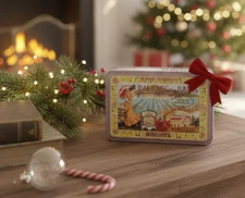 VINTAGE La Cure Gourmande Cookie Box - Illustrated Metal Balaruc-les-Bains