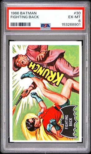 1966 Topps Batman Black Bat #30 Fighting Back — PSA 6